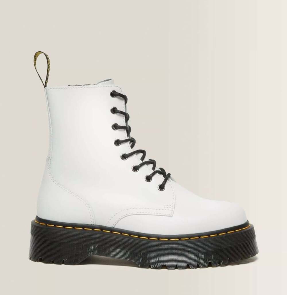 Dr. Martens White Jadon Platform 8-Eye Boots Women's Size 8